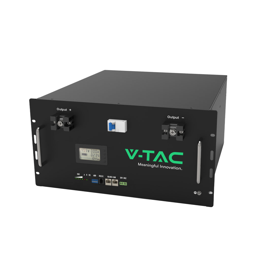 V-TAC Batteria di Accumulo 9.6kWh al Litio-Ferro-Fosfato LiFePO4 BMS Integrato Incluse Staffe per Ancoraggio a Muro per Inverter Fotovoltaici CEI 0-21 48V 200Ah Garanzia 10 Anni V-TAC Batteria di Accumulo 9.6kWh al Litio-Ferro-Fosfato LiFePO4 BMS Integrato Incluse Staffe per Ancoraggio a Muro per Inverter Fotovoltaici CEI 0-21 48V 200Ah Garanzia 10 Anni